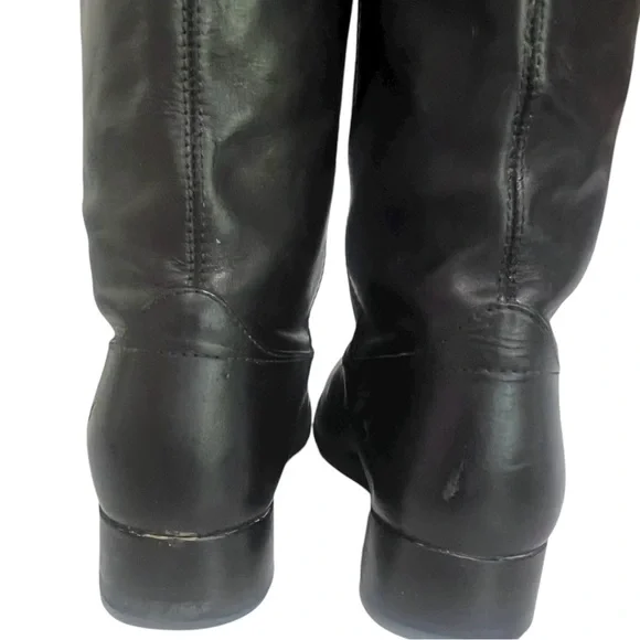 Frye Melissa Button Tall Black Leather Riding Boots Classic Fall Staple - Picture 13 of 16